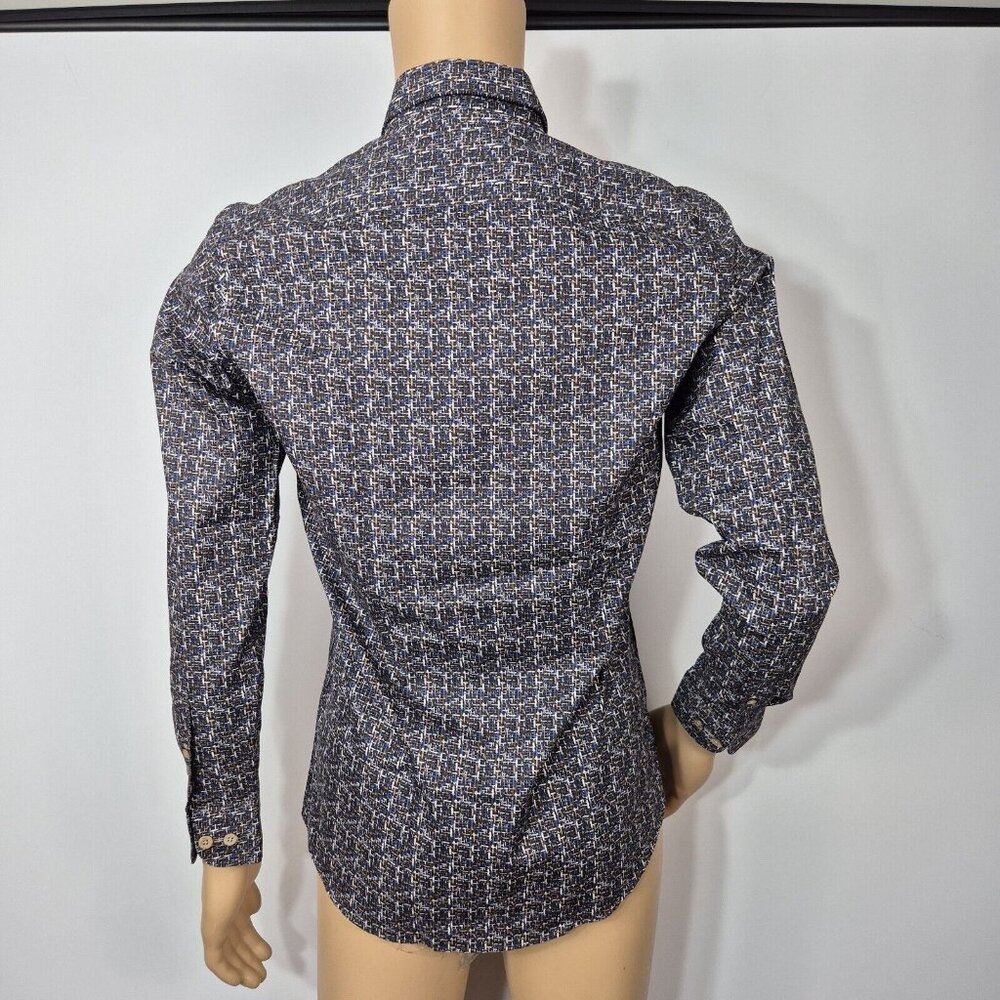 Visconti Black Shirt Men's Size S Blue Multi Button Up Long Sleeve Stretch (51) - Picture 3 of 9